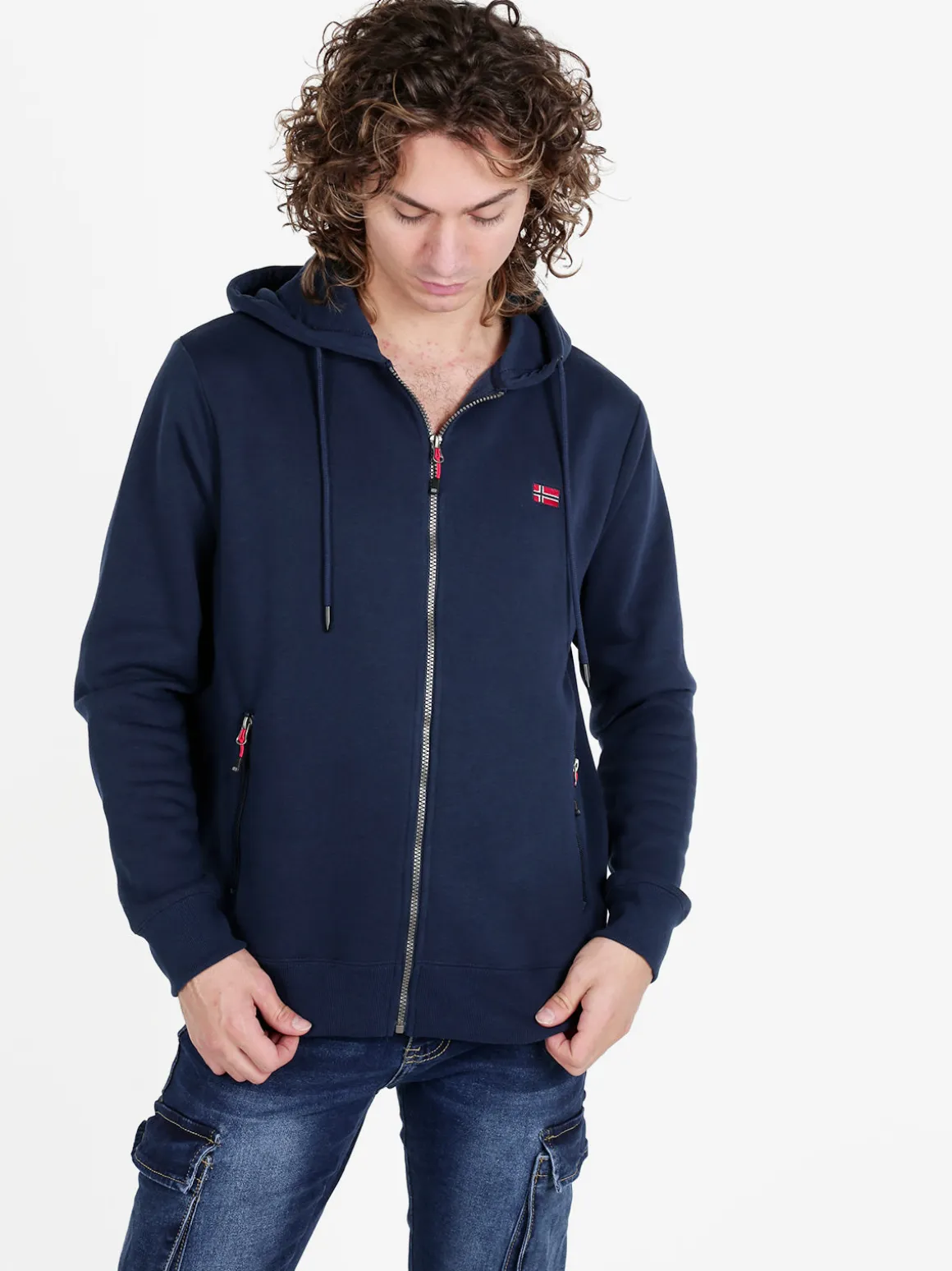 Norway Felpa da uomo con cappuccio e zip