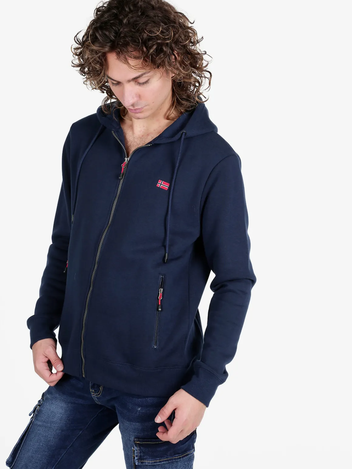 Norway Felpa da uomo con cappuccio e zip