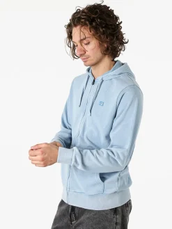 Norway Felpa da uomo full zip con cappuccio e stampa dietro - azzurro