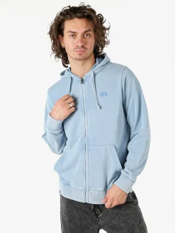 Norway Felpa da uomo full zip con cappuccio e stampa dietro - azzurro