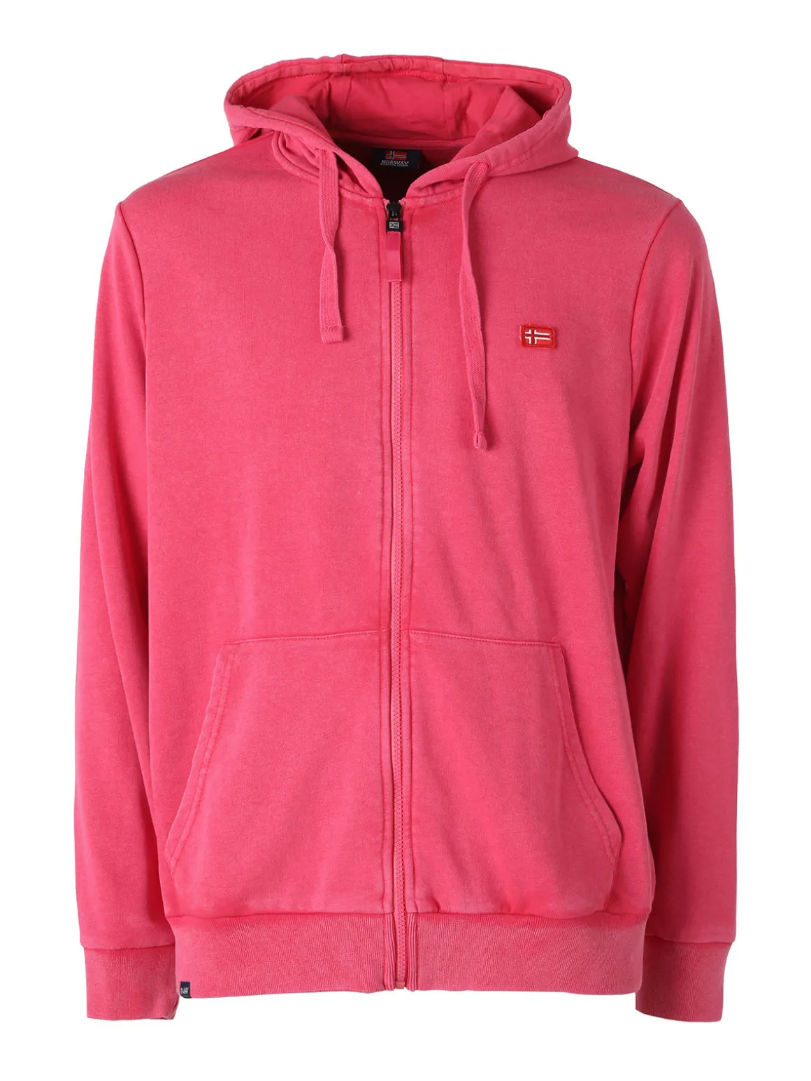 Norway Felpa da uomo full zip con cappuccio e stampa dietro - fucsia
