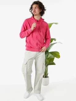 Norway Felpa da uomo full zip con cappuccio e stampa dietro - fucsia
