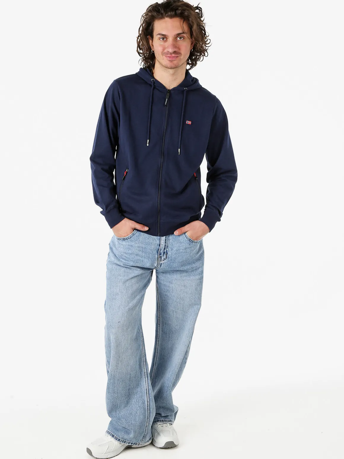 Norway Felpa da uomo full zip con cappuccio - blu scuro