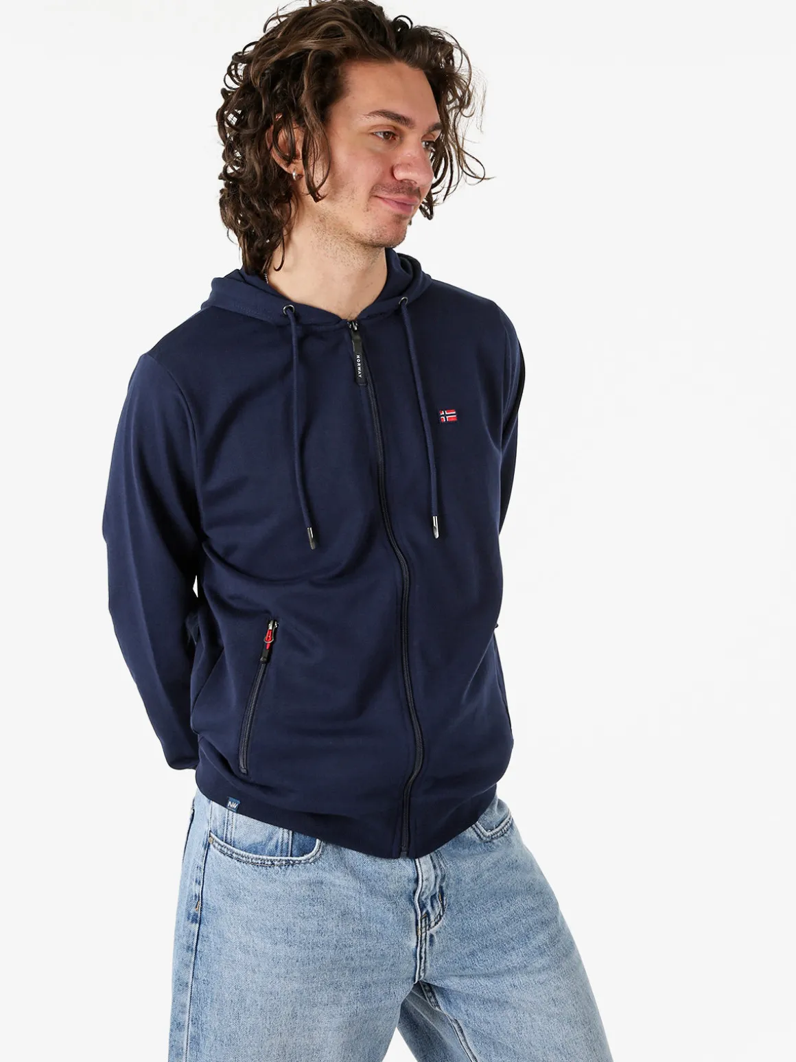 Norway Felpa da uomo full zip con cappuccio - blu scuro