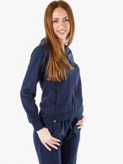 Norway Felpa donna full zip con cappuccio - blu scuro
