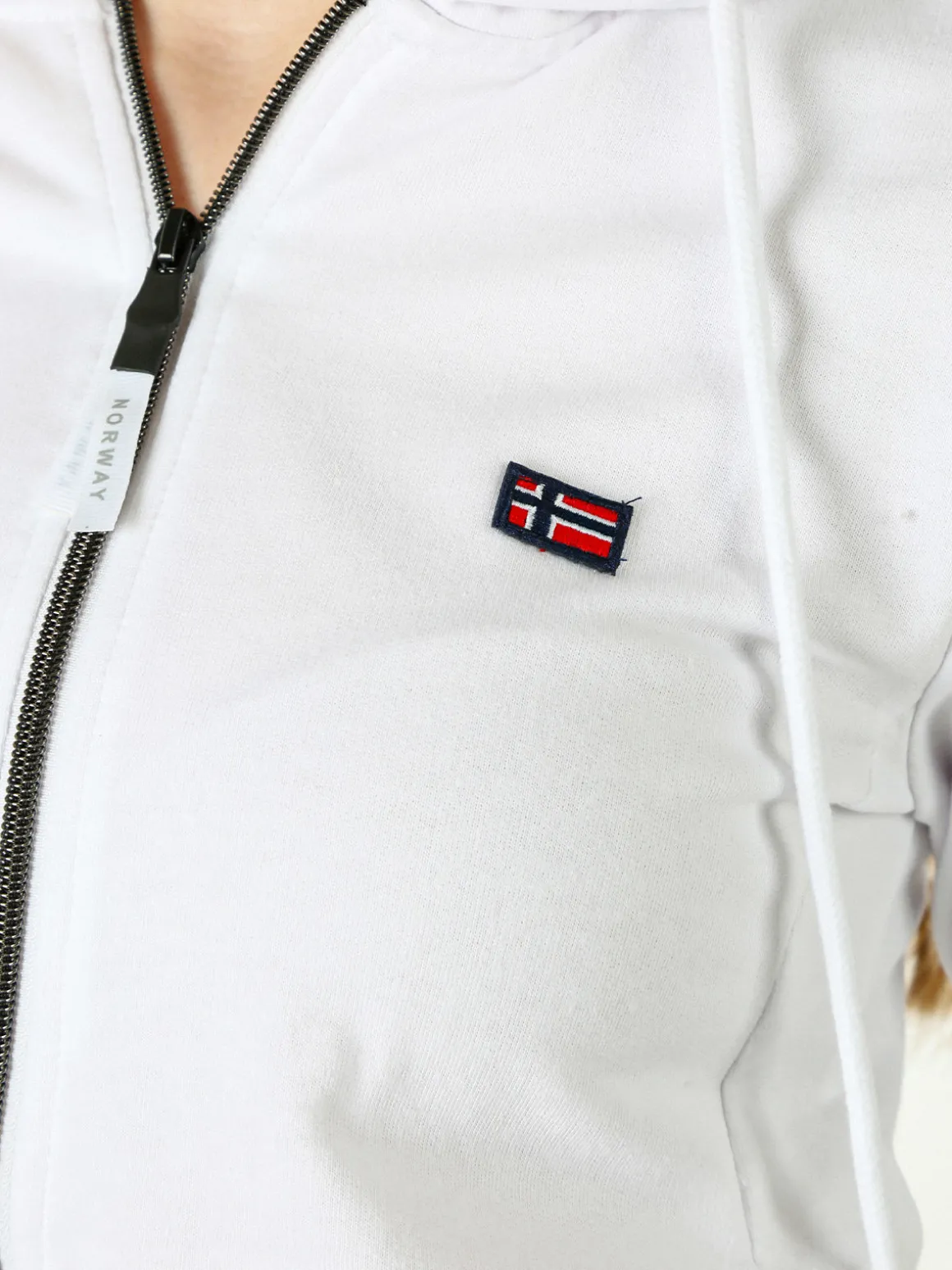 Norway Felpa donna full zip con cappuccio - bianco