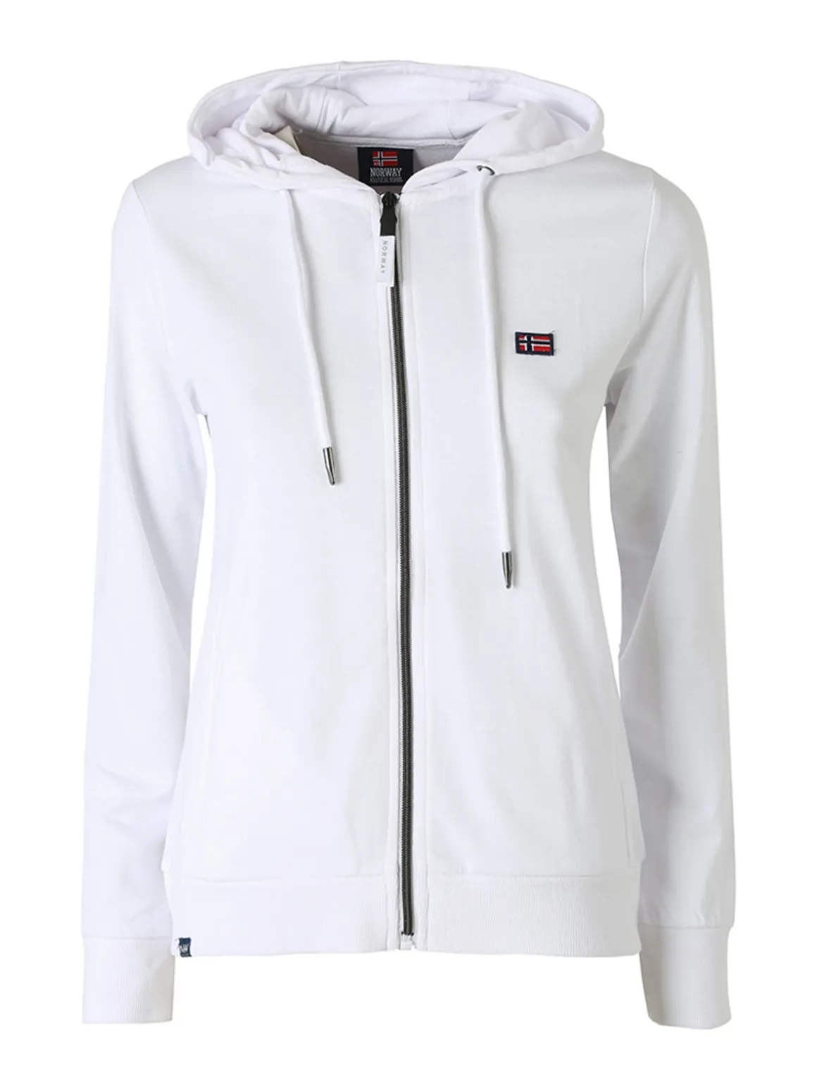 Norway Felpa donna full zip con cappuccio - bianco