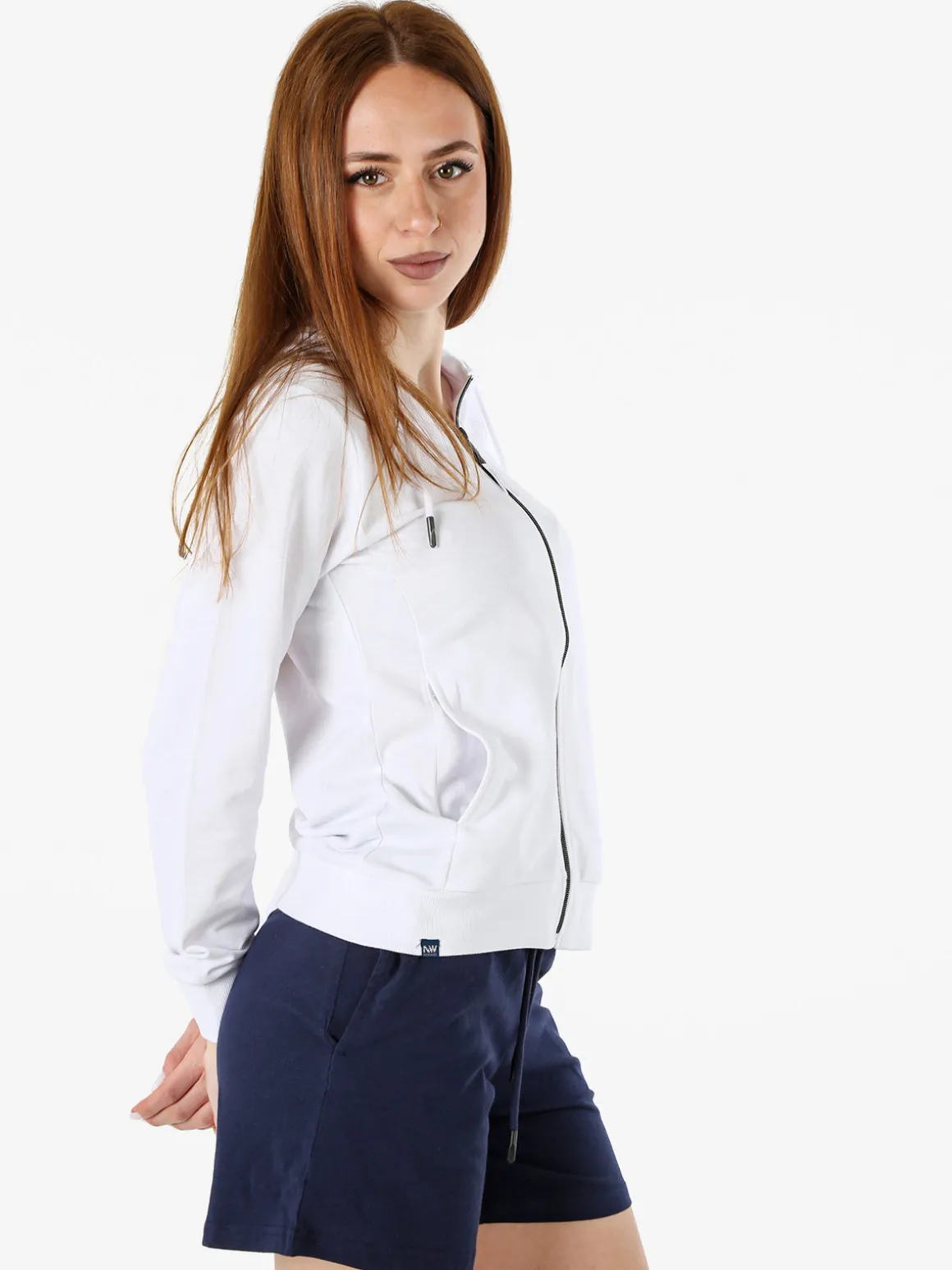 Norway Felpa donna full zip con cappuccio - bianco