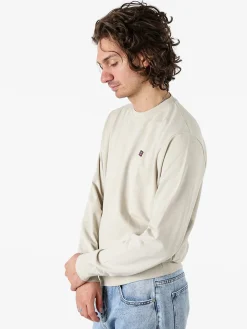 Norway Felpa girocollo da uomo in misto cotone con logo - beige