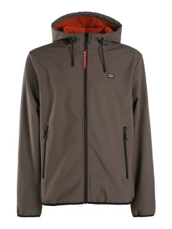 Norway Giacca impermeabile da uomo con cappuccio e interno in pile - marrone