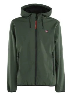 Norway Giacca impermeabile da uomo con cappuccio e interno in pile - verde