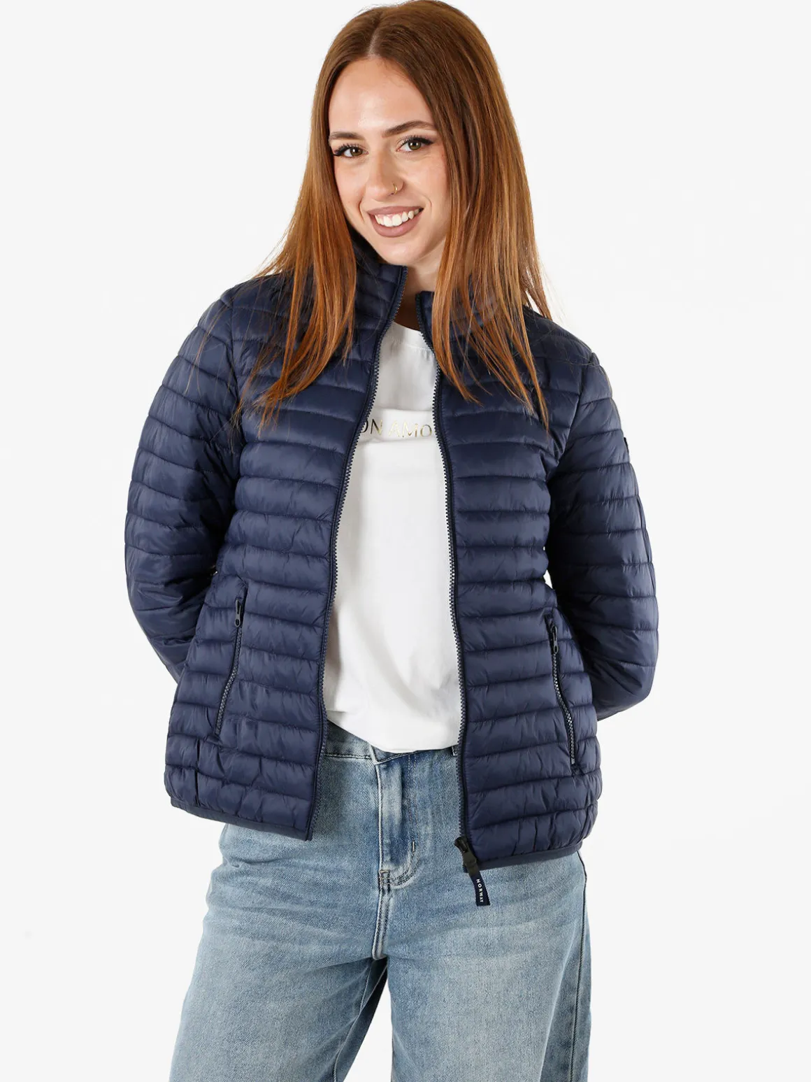 Norway Giubbino donna modello 100 grammi con zip - blu scuro