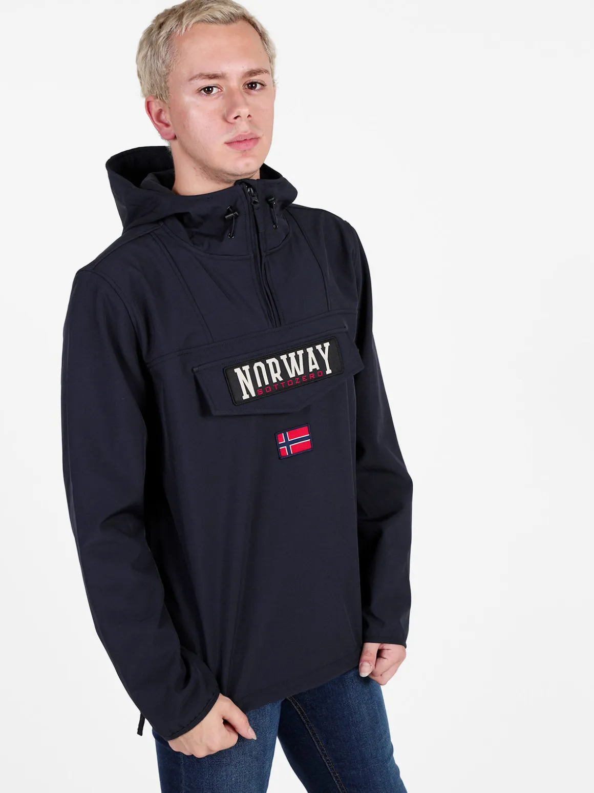 Norway Giubbotto da uomo a mezza zip con cappuccio