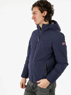 Norway Giubbotto impermeabile da uomo con cappuccio e zip - blu