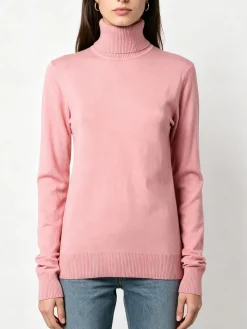 Norway Maglia dolcevita donna in tinta unita - rosa
