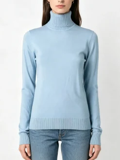 Norway Maglia dolcevita donna in tinta unita - azzurro