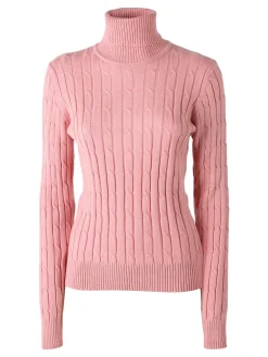 Norway Maglione dolcevita donna a trecce - rosa