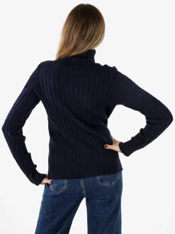 Norway Maglione dolcevita donna a trecce - blu scuro