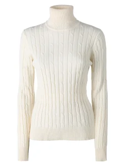 Norway Maglione dolcevita donna a trecce - panna
