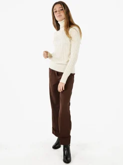 Norway Maglione dolcevita donna a trecce - panna