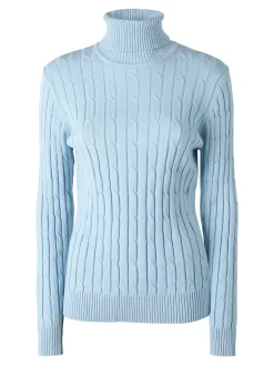 Norway Maglione dolcevita donna a trecce - azzurro