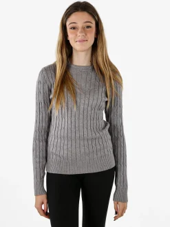 Norway Maglione girocollo da donna a trecce - grigio