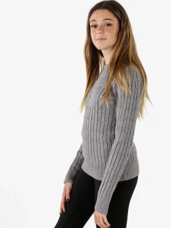 Norway Maglione girocollo da donna a trecce - grigio