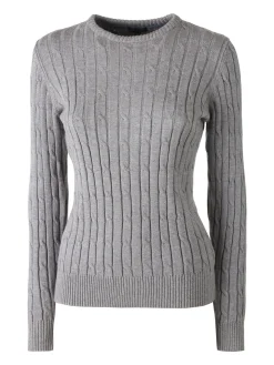 Norway Maglione girocollo da donna a trecce - grigio