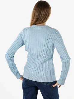 Norway Maglione girocollo da donna a trecce - azzurro