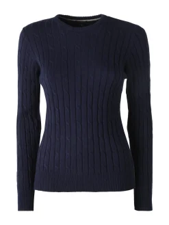 Norway Maglione girocollo da donna a trecce - blu scuro