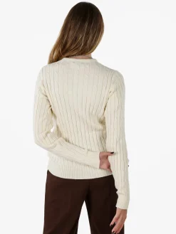 Norway Maglione girocollo da donna a trecce - panna