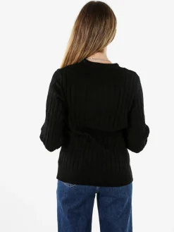 Norway Maglione girocollo da donna a trecce - nero