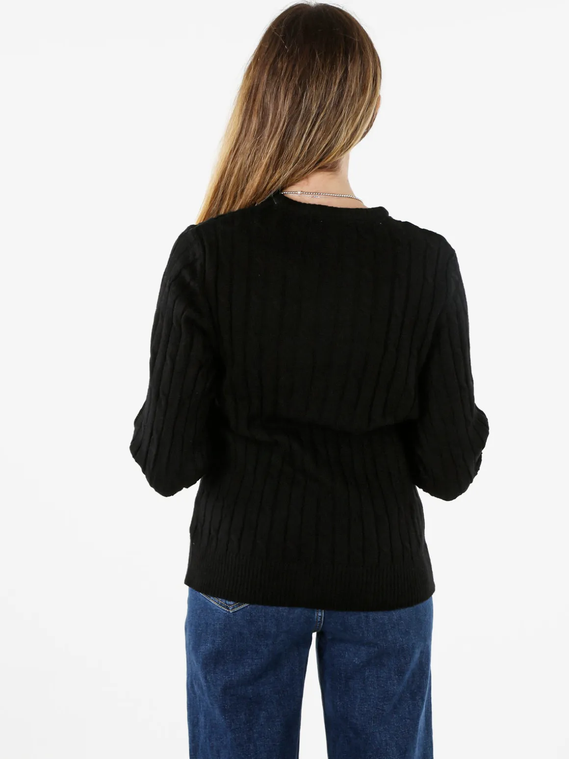 Norway Maglione girocollo da donna a trecce - nero