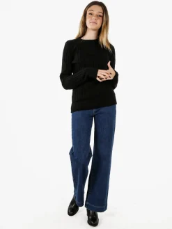 Norway Maglione girocollo da donna a trecce - nero