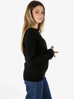 Norway Maglione girocollo da donna a trecce - nero