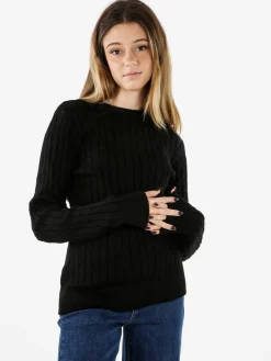 Norway Maglione girocollo da donna a trecce - nero