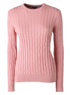 Norway Maglione girocollo da donna a trecce - rosa
