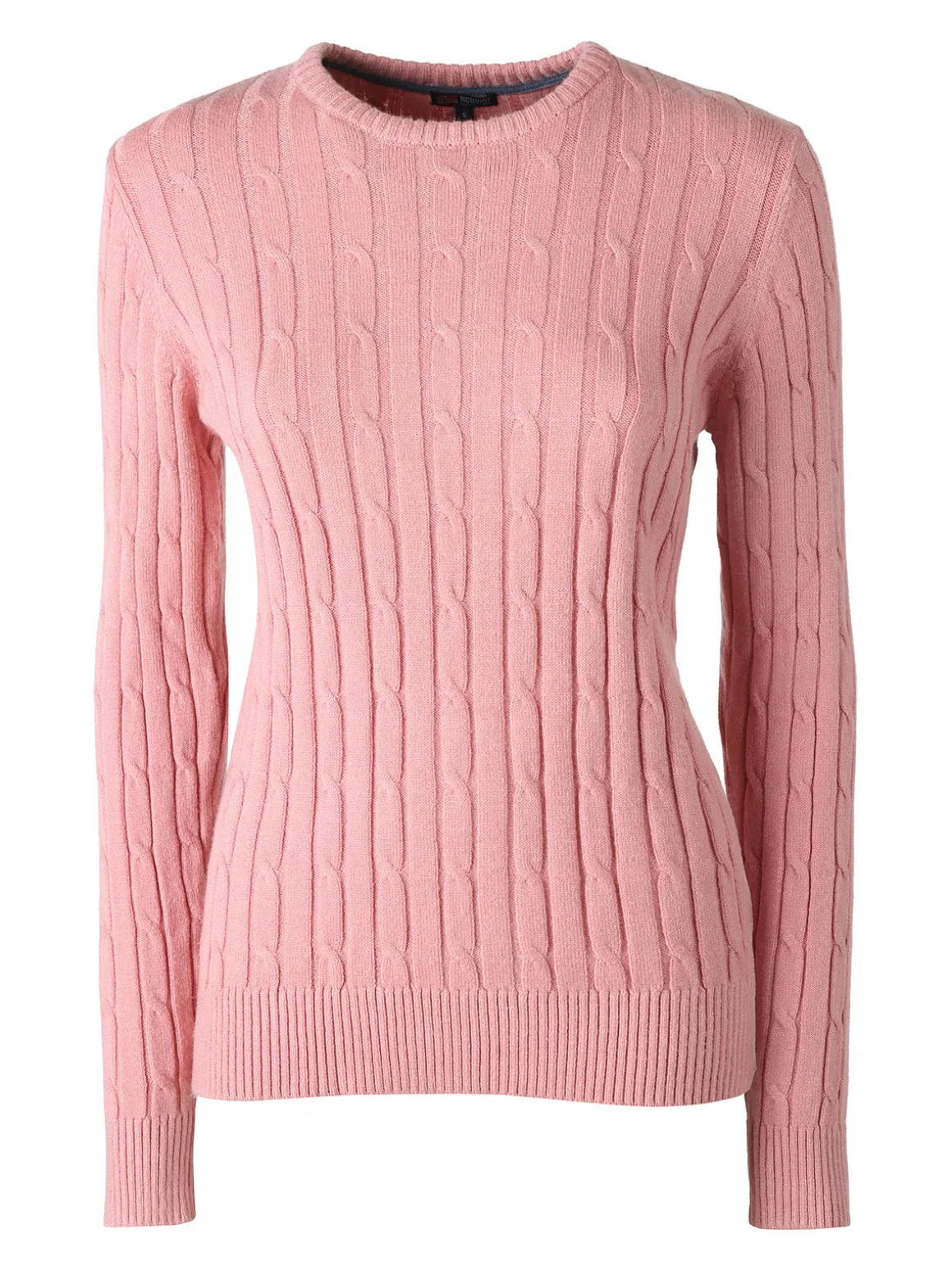 Norway Maglione girocollo da donna a trecce - rosa