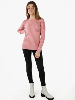 Norway Maglione girocollo da donna a trecce - rosa