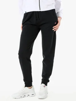 Norway Pantaloni tuta da donna in cotone con coulisse e polsini - nero