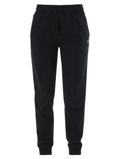 Norway Pantaloni tuta da donna in cotone con coulisse e polsini - nero