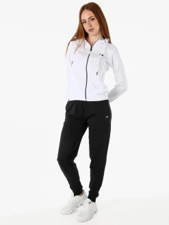 Norway Pantaloni tuta da donna in cotone con coulisse e polsini - nero