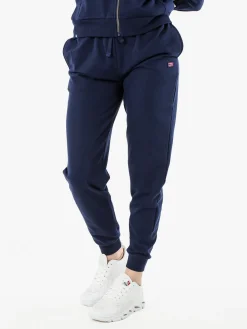 Norway Pantaloni tuta da donna in cotone con coulisse e polsini - blu scuro