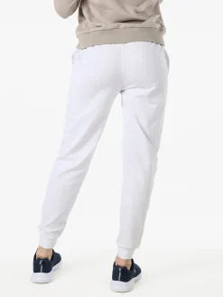 Norway Pantaloni tuta da donna in cotone con coulisse e polsini - bianco
