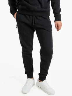 Norway Pantaloni tuta da uomo felpati con polsini - nero