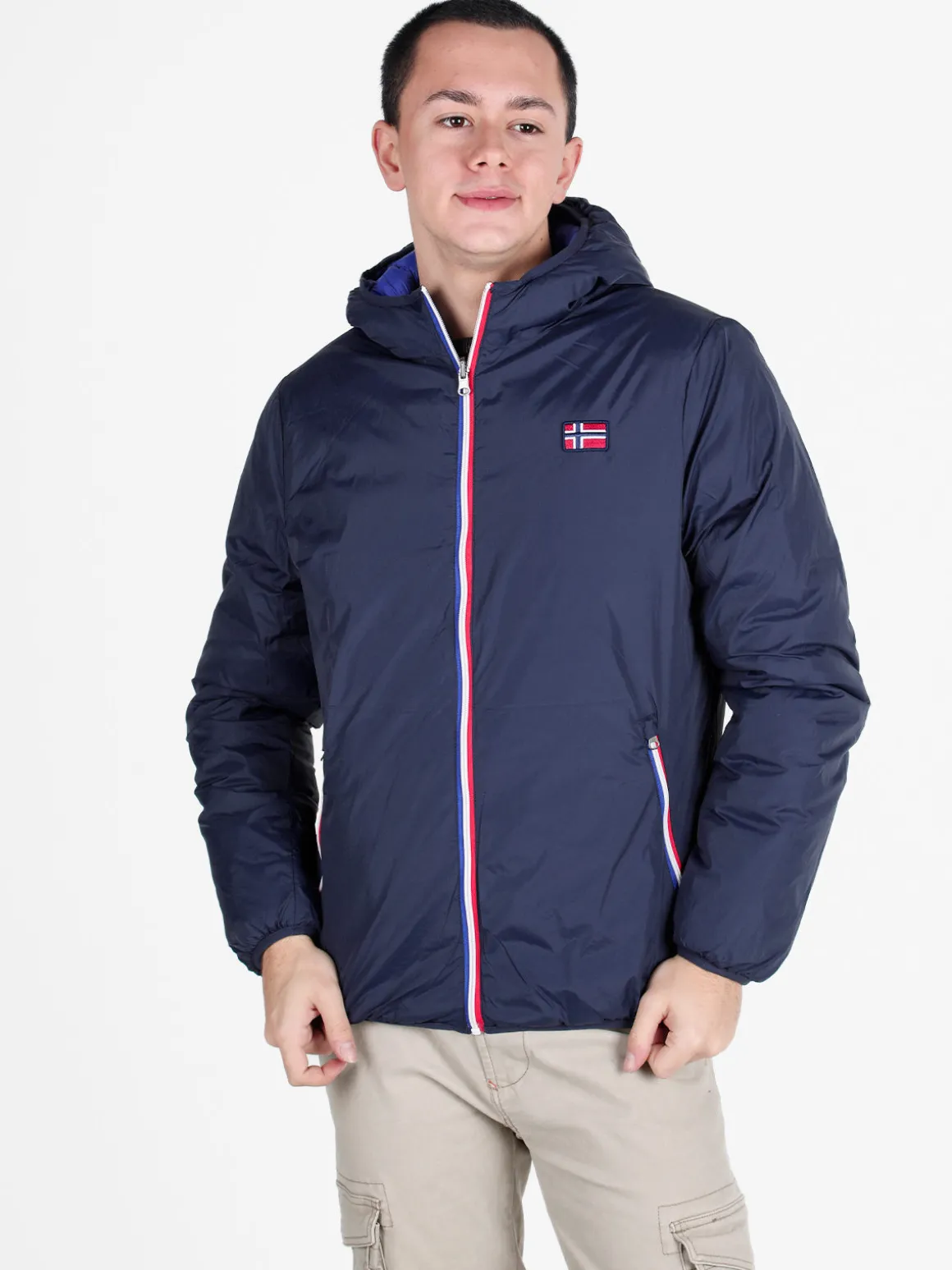 Norway Piumino da uomo reversibile con cappuccio