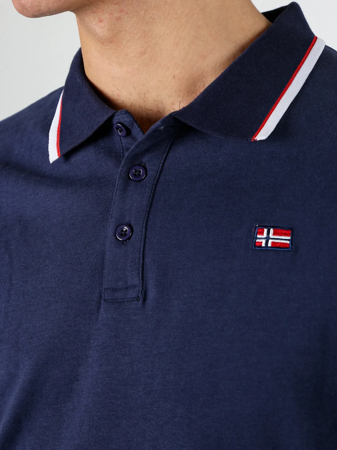 Norway Polo da uomo a maniche lunghe in cotone - blu scuro