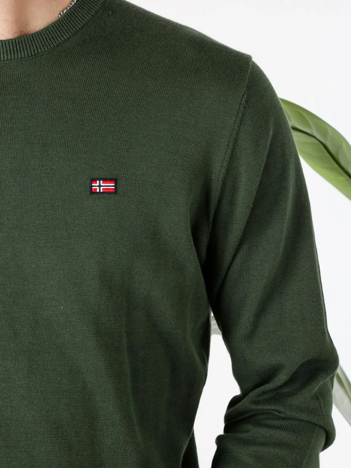 Norway Pullover da uomo in cotone con logo - militare