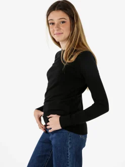 Norway Pullover girocollo da donna in maglia tinta unita - nero