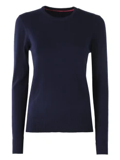Norway Pullover girocollo da donna in maglia tinta unita - blu scuro